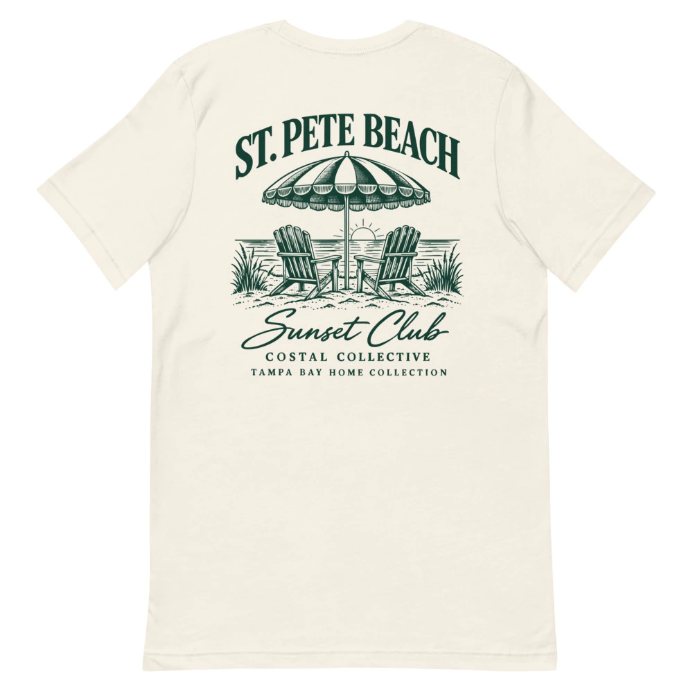 St. Pete Beach Sunset Club Tee back print