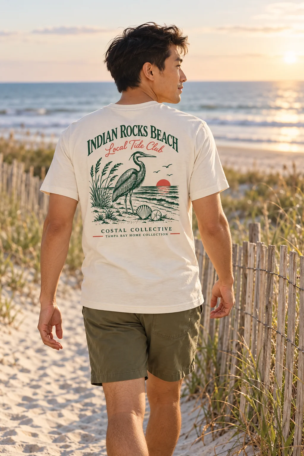 AI-created model portrait wearing the Indian Rocks Beach Local Tide Club Tee
